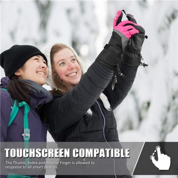 Winter Ski Gloves Women Waterproof Snowboard Cold Weather Touchscreen Warm Glove - Picture 4 of 7